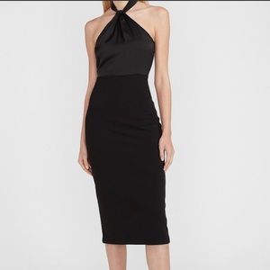 EXPRESS | Black Halter Knot Midi Dress | Size XS